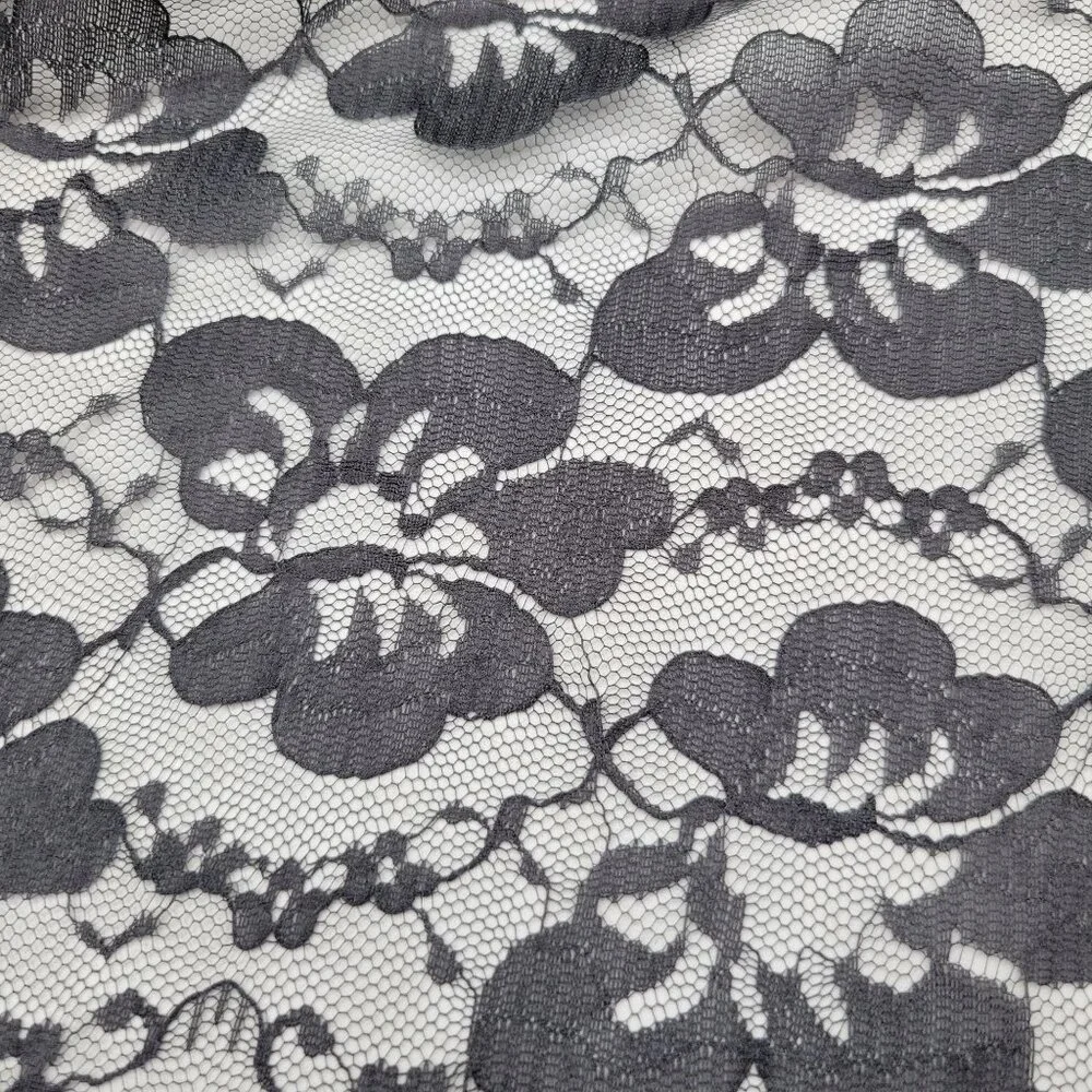 Black Floral Lace Fabric For Sewing and Crafting Halloween 88 x 60